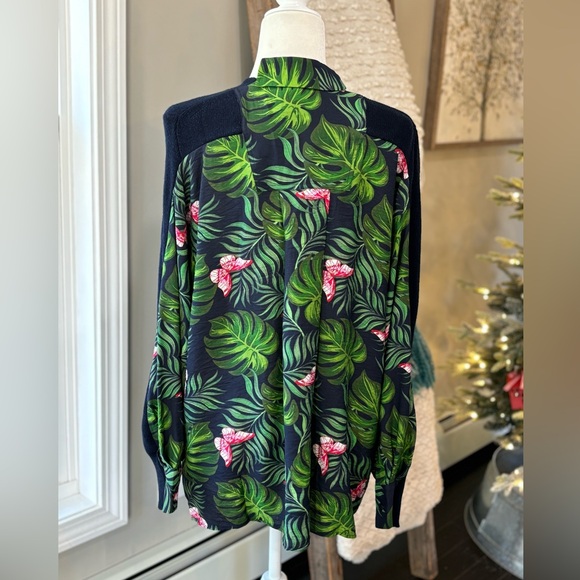 Free People x Sandrine Rose Mixed Media Tropical Print Knit Sweater - Picture 6 of 10